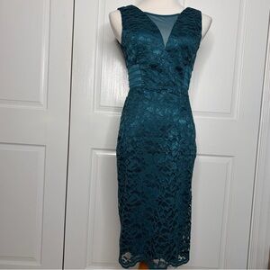 Alexa B Nites Teal Lace Sheer Party Dress Size 4 Prom Cocktail Wedding Formal